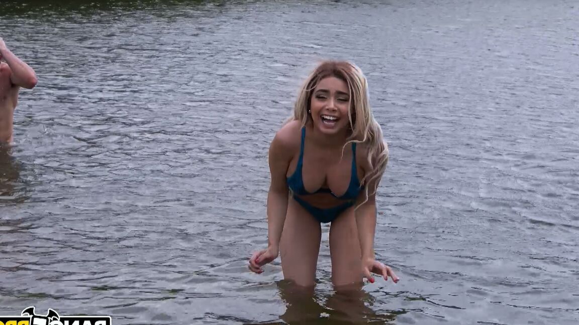21P Busty Aaliyah Hadid kneels to suck a dick before getting pounded in the car