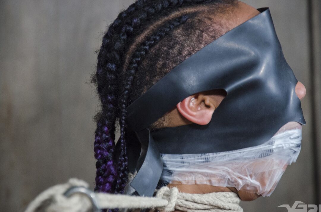 15P Black girl Nikki Darling and a caucasian girl are tied up to each other