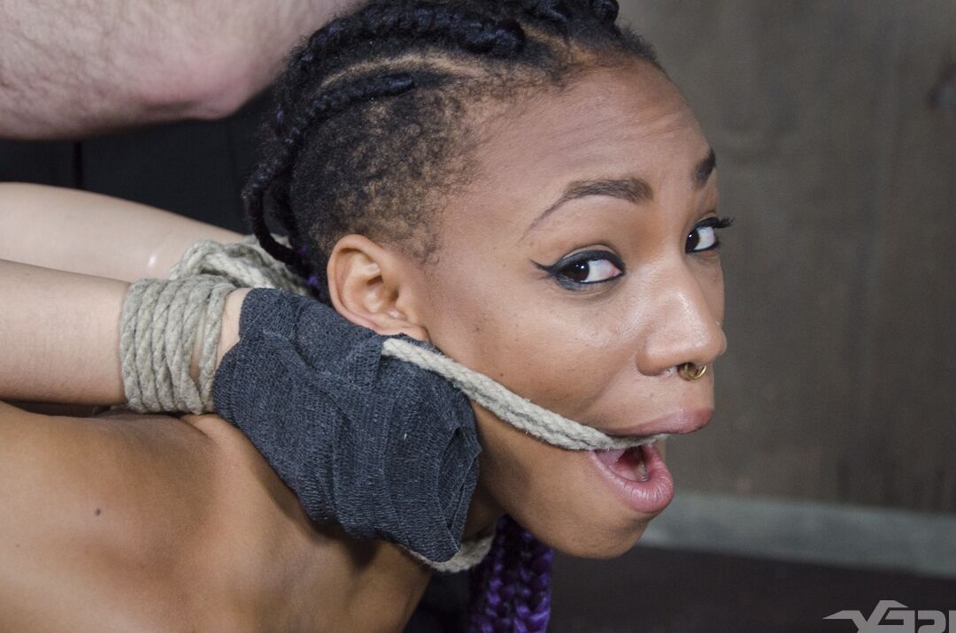 15P Black girl Nikki Darling and a caucasian girl are tied up to each other