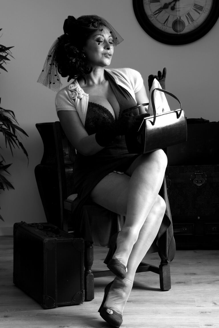 13P Classy mature dame Danica Collins bare big boobs and bush in black gloves