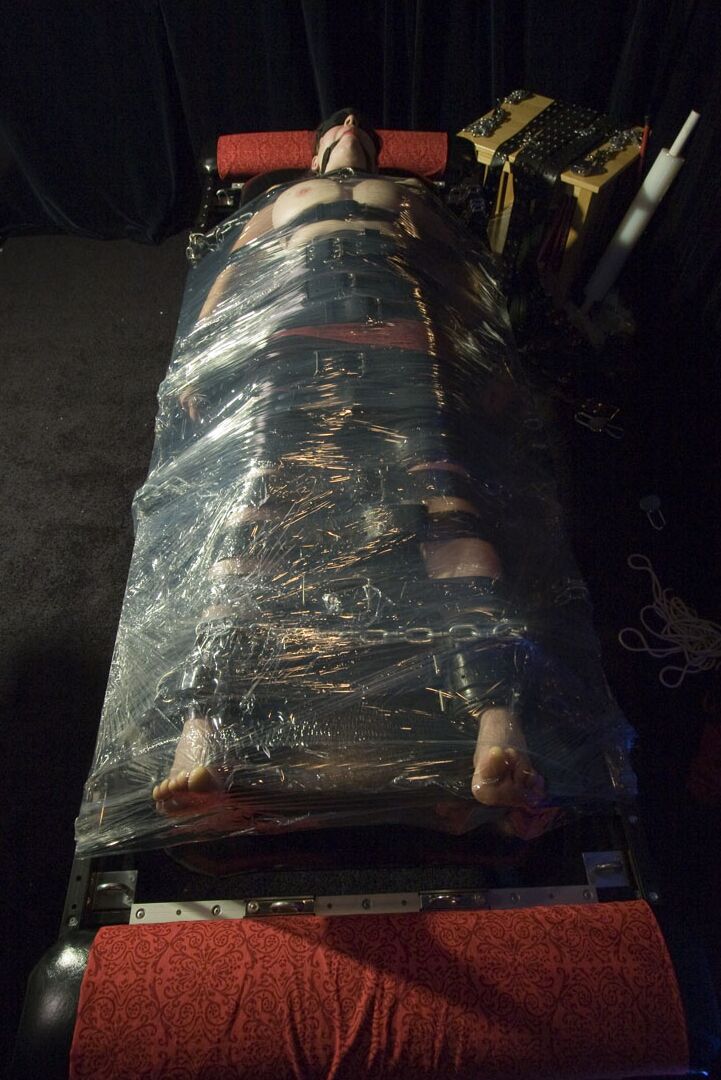 15P Hottie is bound in so much bondage even houdini couldn't get out