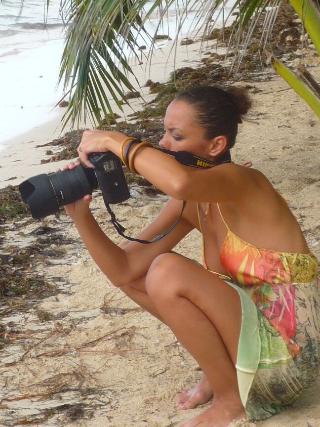 16P Glamour models take off their bikinis to model in the nude on a tropical beach