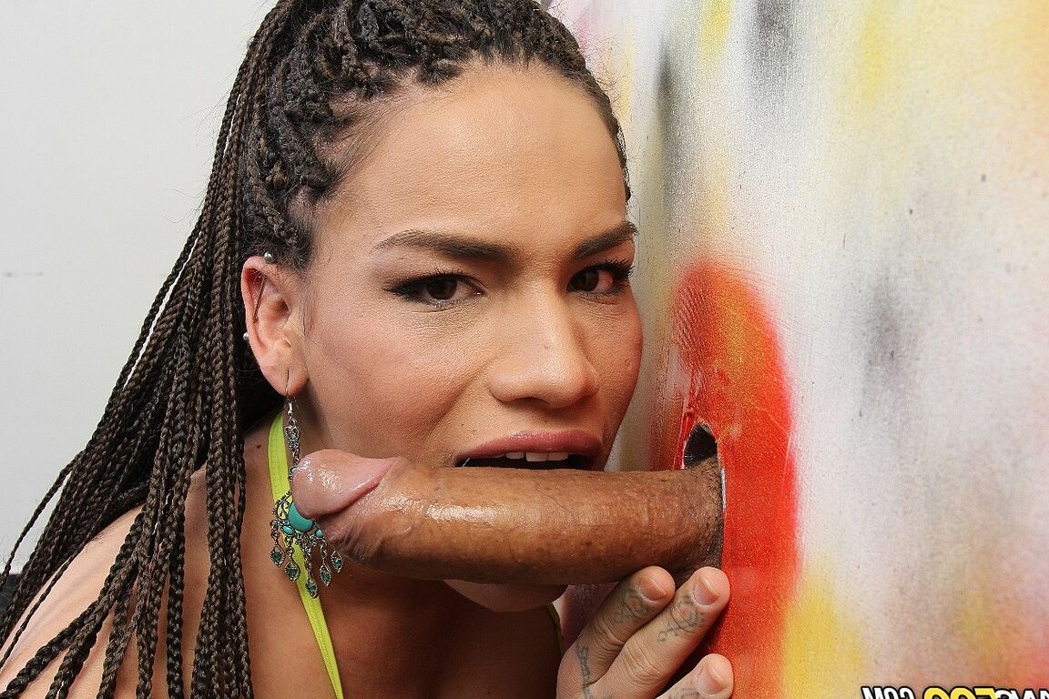 17P Exotic shemale Milagros Bejarano works 2 gloryholes at the same time