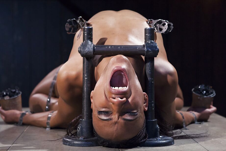 16P Ebony chick Nikki Darling gets anally abused in straight-jacket