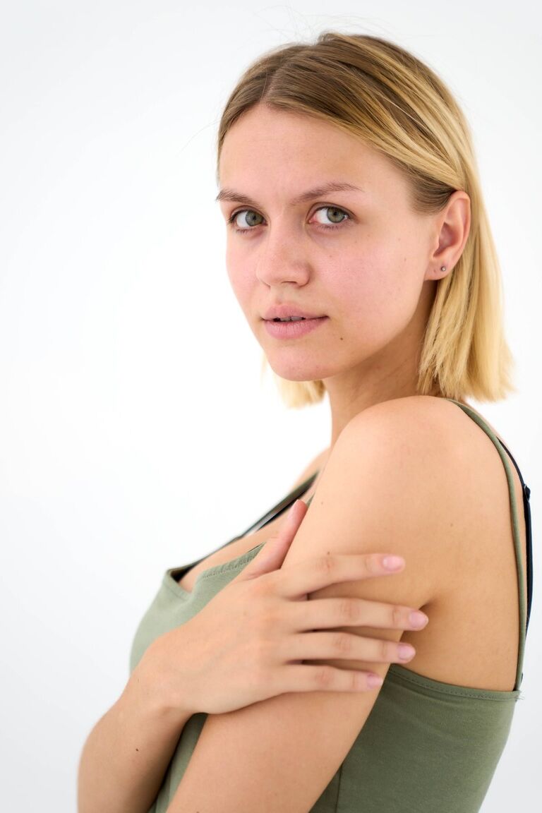 21P Beautiful British blonde Lana Lane flaunting her lovely natural tits all nude