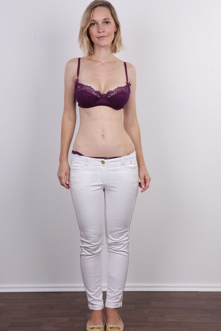 20P European female Tereza wears no expression while undressing for rent money