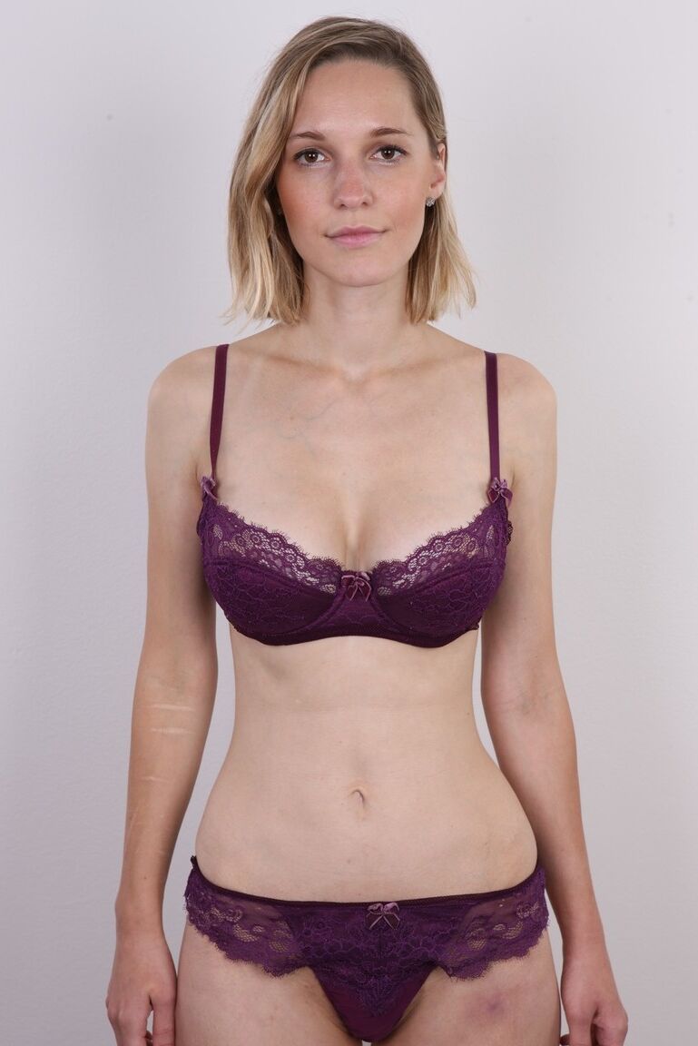 20P European female Tereza wears no expression while undressing for rent money
