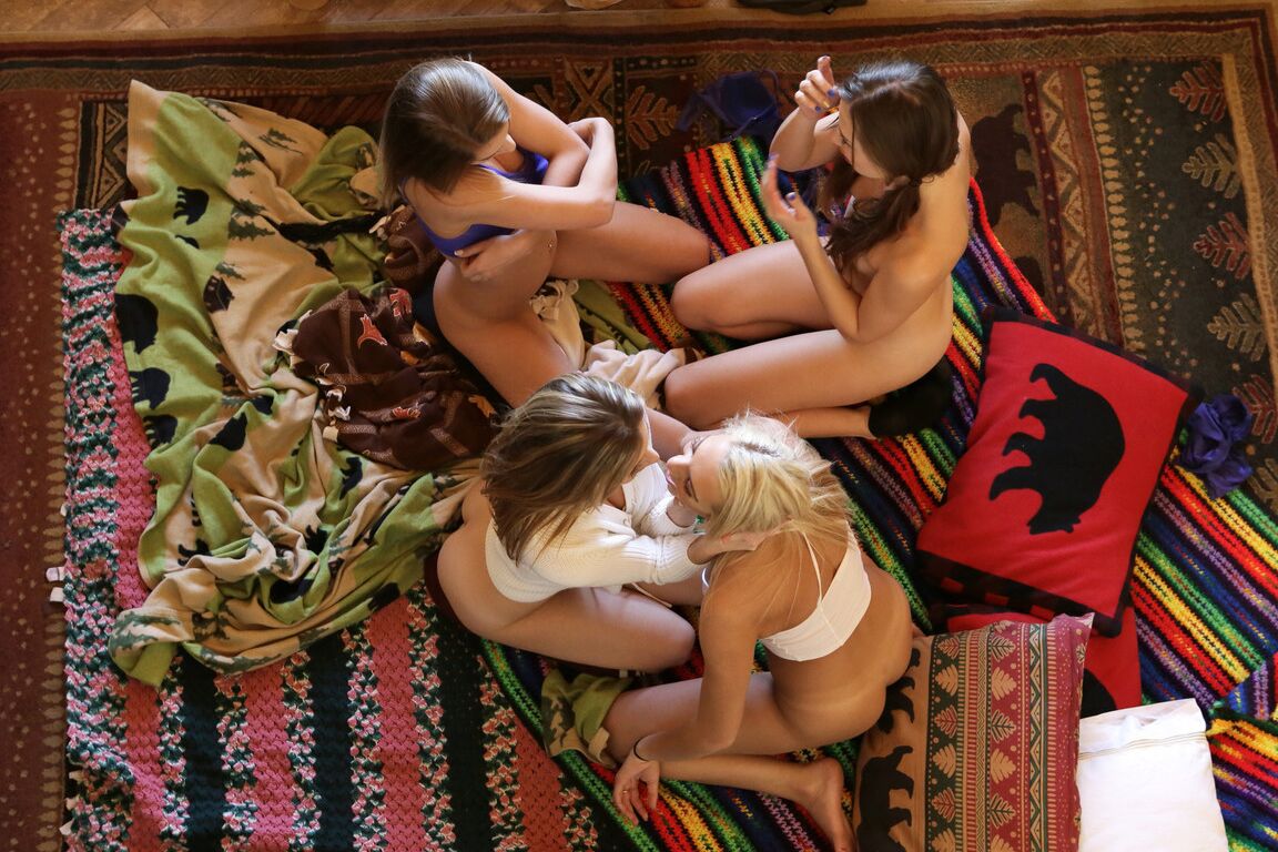 17P 3 white teens masturbate their horny twats when not banging a large dick