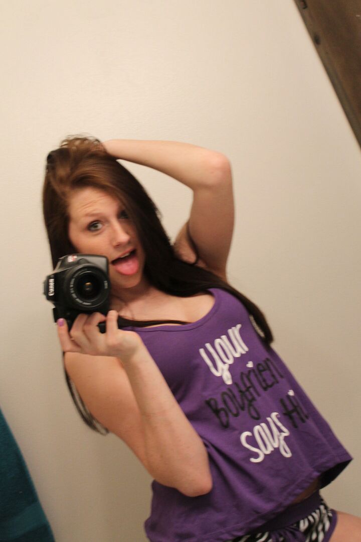 12P Amateur chick Freckles 18 sticks out her tongue while taking mirror selfies
