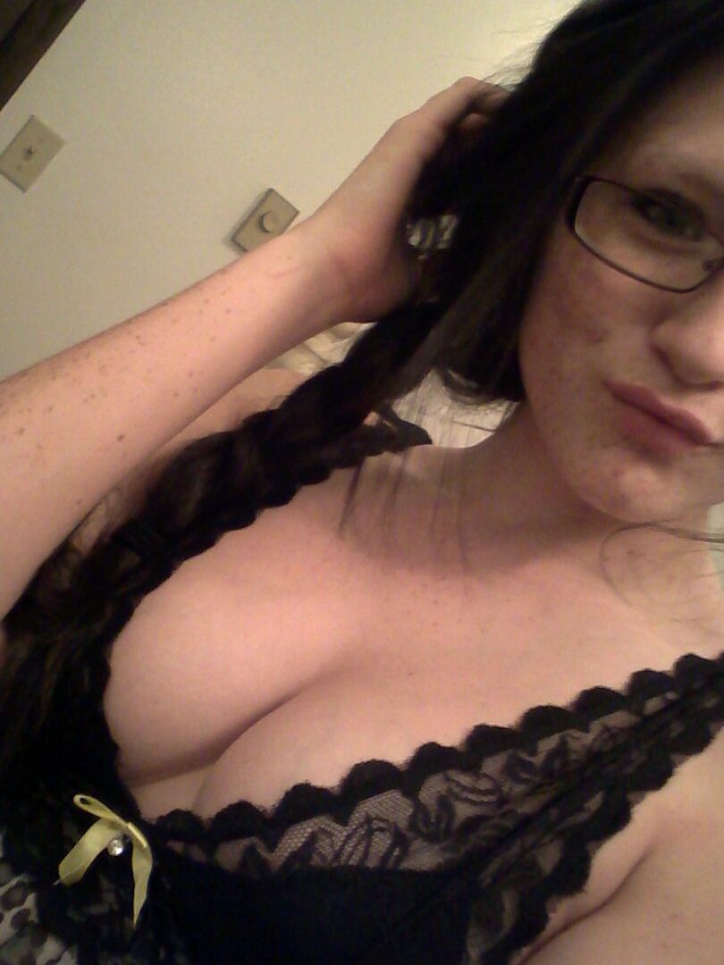 12P Geeky brunette Freckles 18 touches her hot tits in her solo homemade session