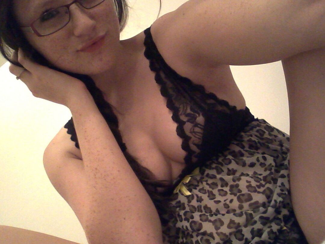 12P Geeky brunette Freckles 18 touches her hot tits in her solo homemade session