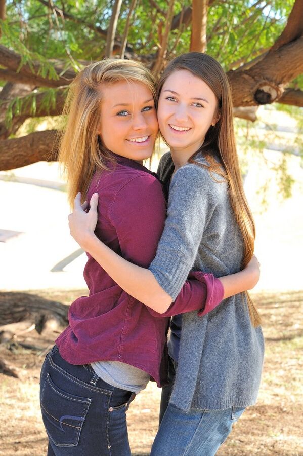 15P Lesbian teens kiss and go topless in public before licking pussy at home