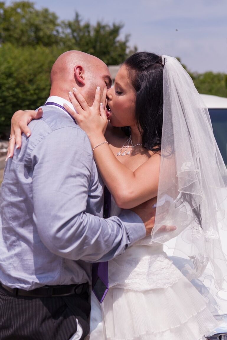 21P Gorgeous bride with nice breasts Victoria Blaze takes a cock in front of a car