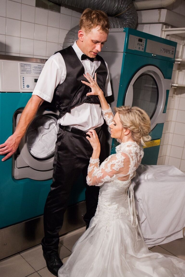 21P Czech bride Angel Piaff gets banged in a laundry room after posing in lingerie