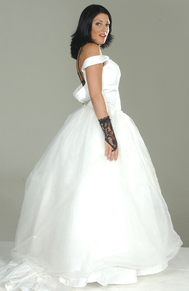 21P Naughty bride Piper Austin peels off her lovely gown to tease in slutty nylons