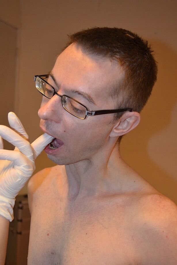 20P Male sub in glasses gets pegged and endures prostrate exam by butchy females