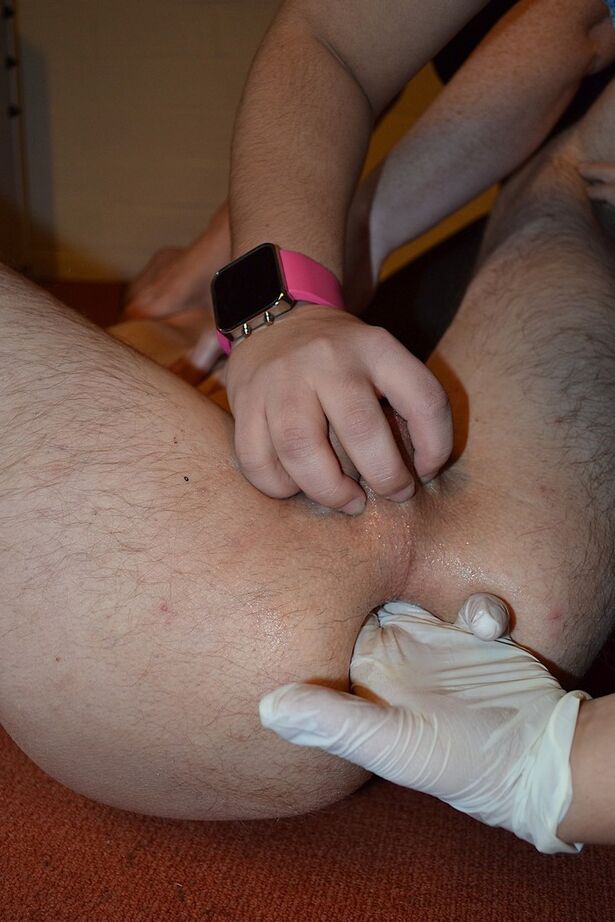 20P Male sub in glasses gets pegged and endures prostrate exam by butchy females