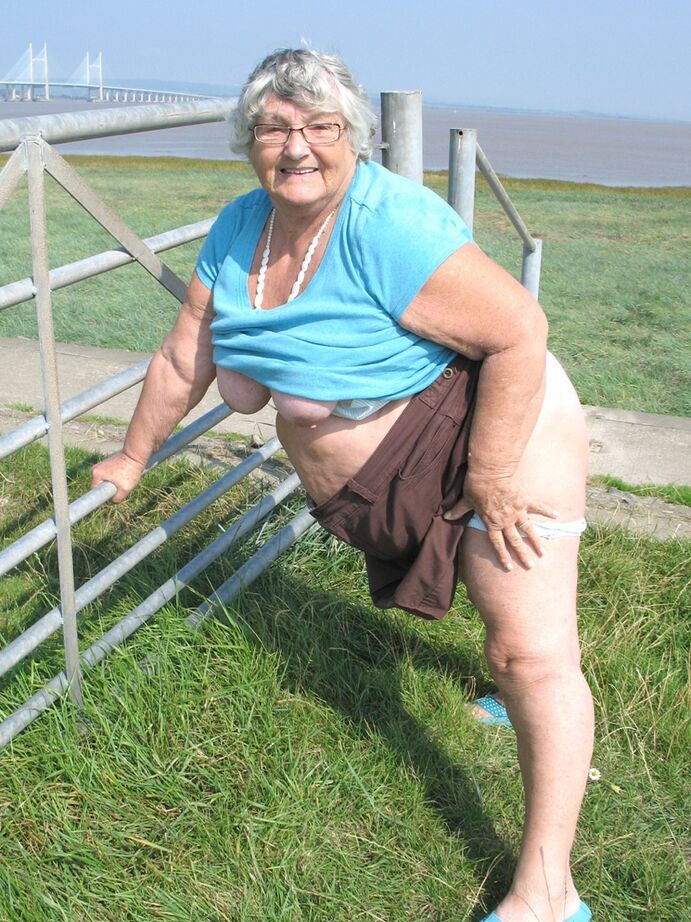 20P Fat old woman Grandma Libby exposes herself on a desolate bike path