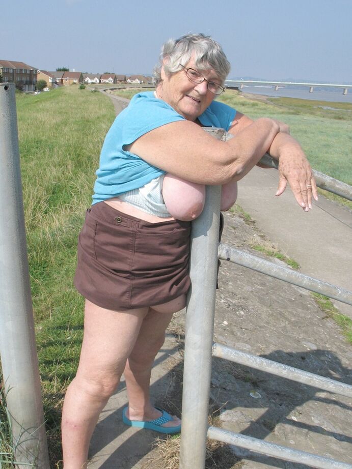 20P Fat old woman Grandma Libby exposes herself on a desolate bike path
