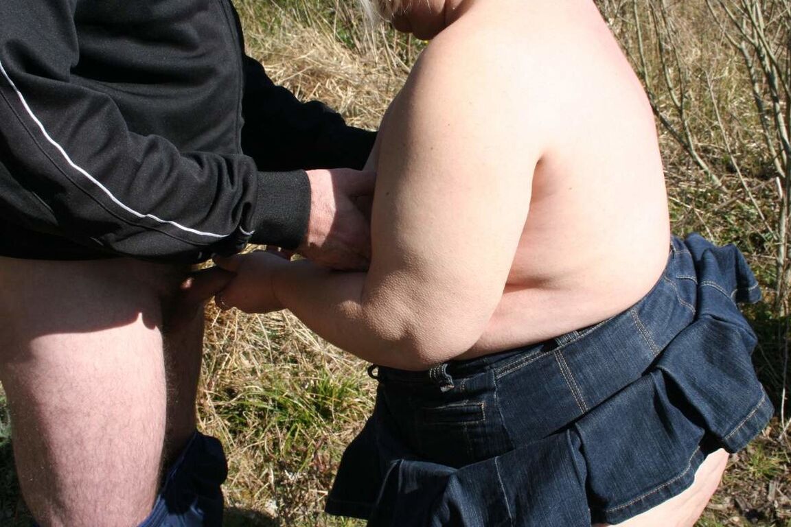 16P Fat British woman Lexie Cummings has sex with two men in a field