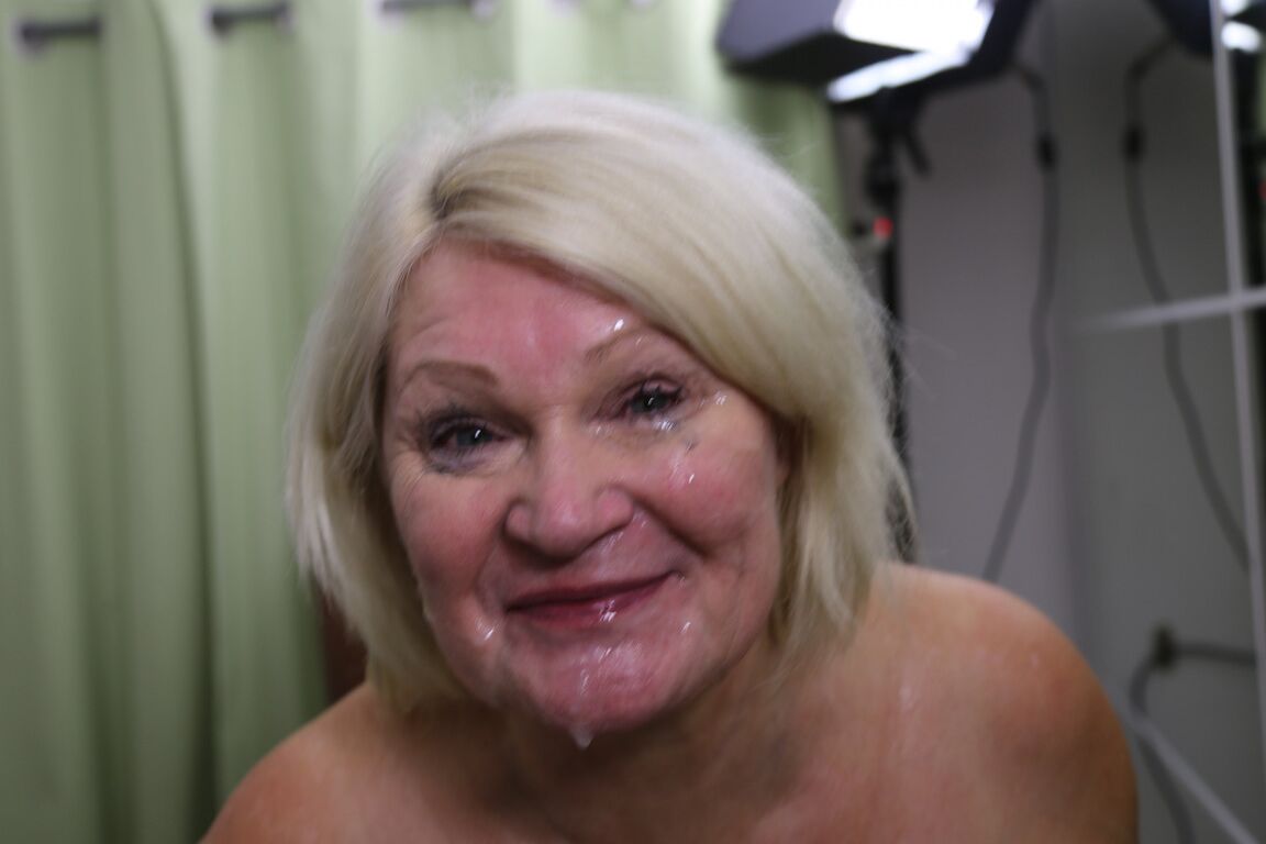 21P Granny Lacey Starr gets blowbanged & has her face showered with lots cum