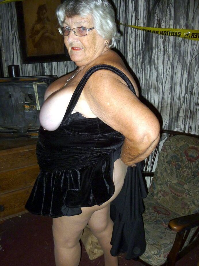 20P Old woman Grandma Libby sticks an empty bottle of booze in her vagina