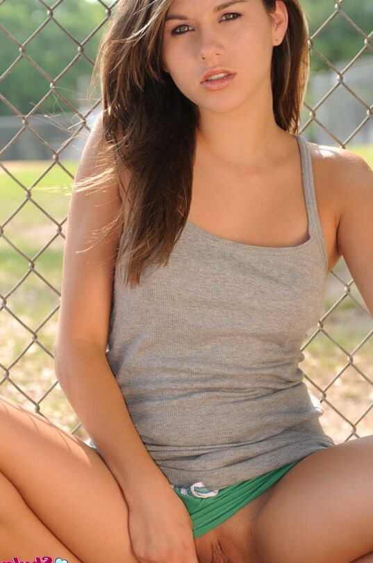 12P Erotic cutie Shyla Jennings flashing her perfect firm tits at the public park