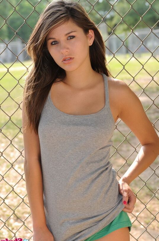 12P Erotic cutie Shyla Jennings flashing her perfect firm tits at the public park