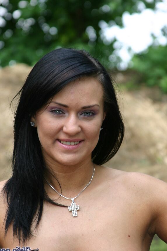21P Black haired babe Sandra Sweet strips and gets rammed by a grey haired daddy