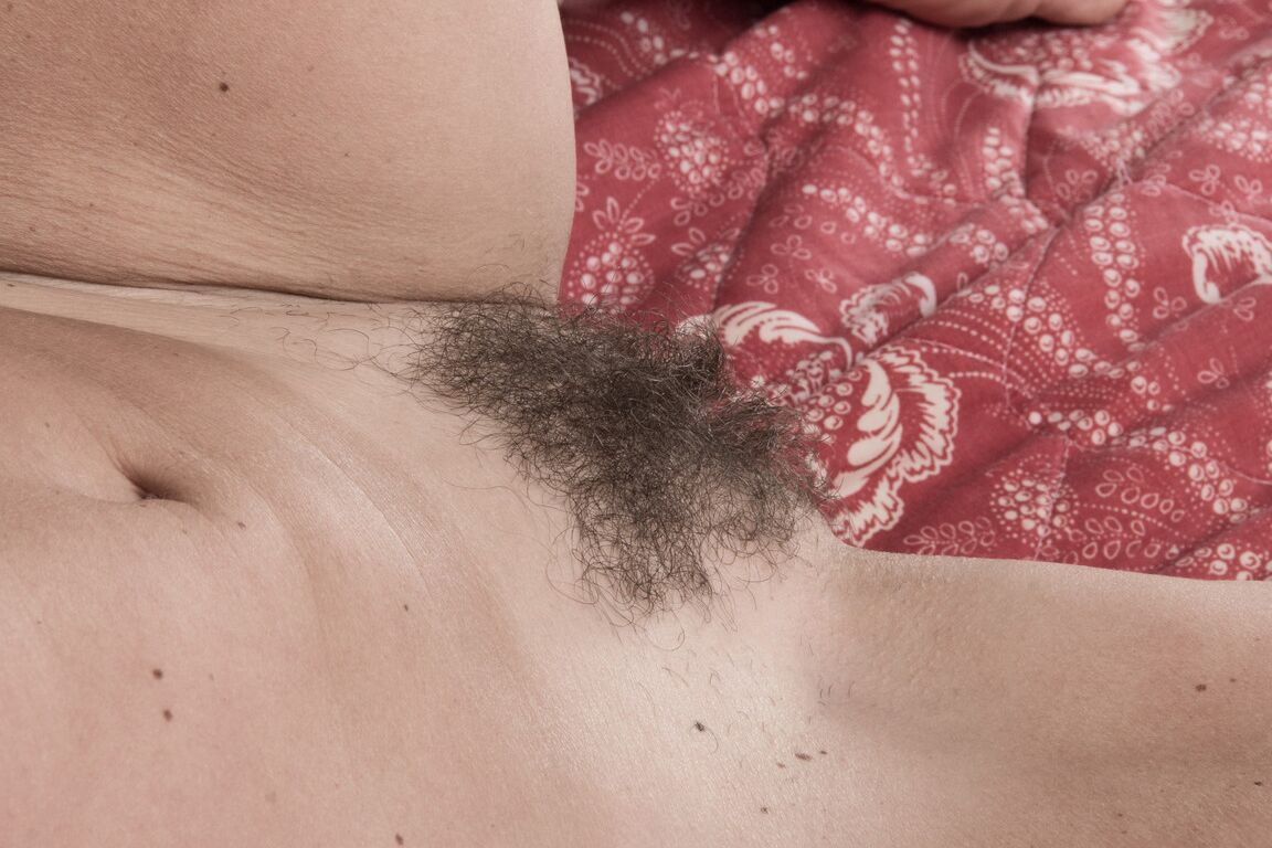 21P Beautiful Sarah Michaels touches her natural boobs and bushy twat