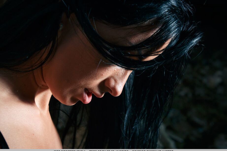 16P Dark haired slave Rebeka is kept handcuffed in a mesh dress and stockings