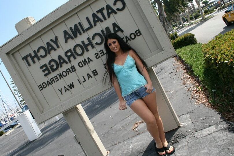 16P Insanely sexy latina Luscious Lopez flashing tits and booty in public