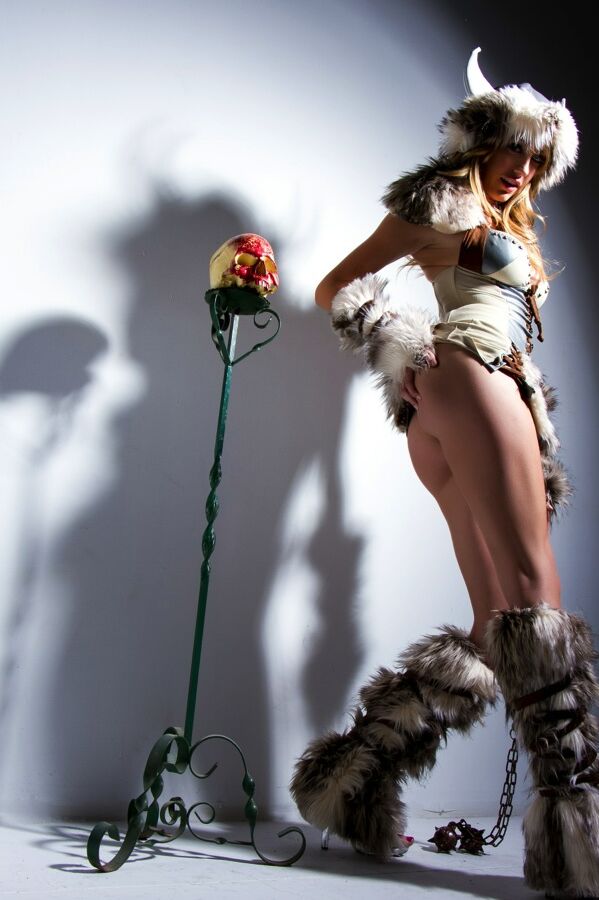 15P Solo model Brett Rossi shows off her girl parts attired in a viking outfit