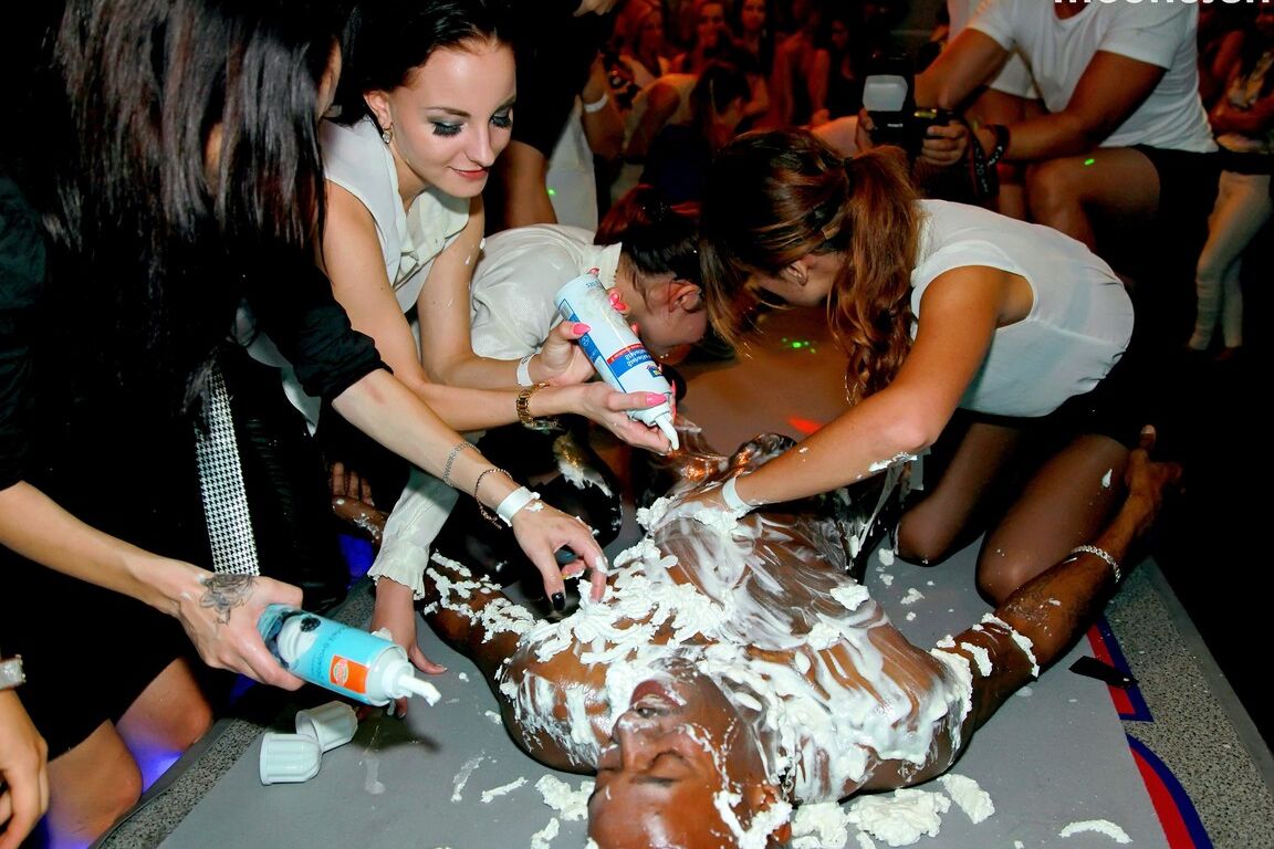 15P European chicks get soaked in booze at a party featuring male strippers