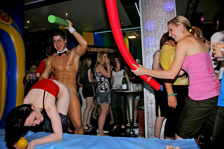 16P Seductive amateurs getting banged hardcore by malestrippers at the party
