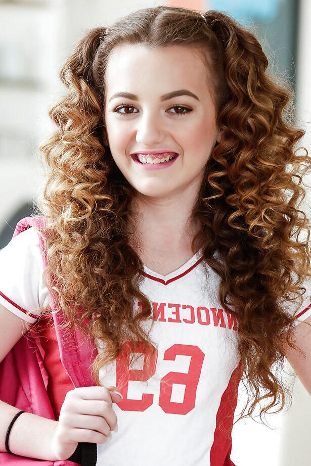 16P Curly haired schoolgirl Marissa Mae flashing pretty panties under uniform