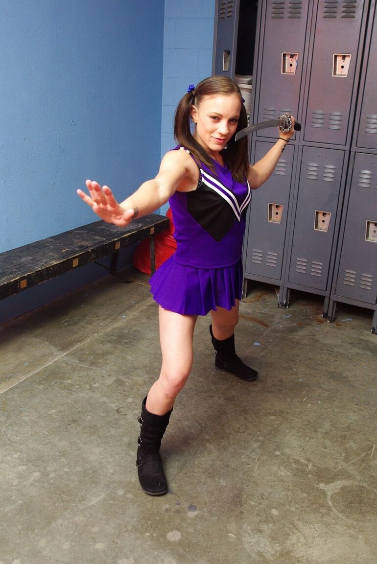 15P Naked men gets kicked in the balls by cheerleader Kirra Lynne