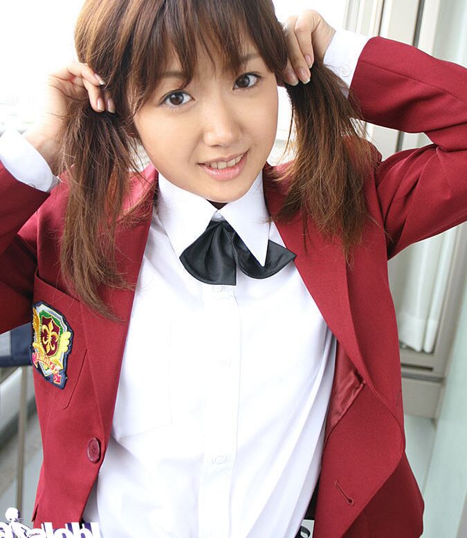 16P Lusty asian coed in uniform flashing her panties and tiny tits