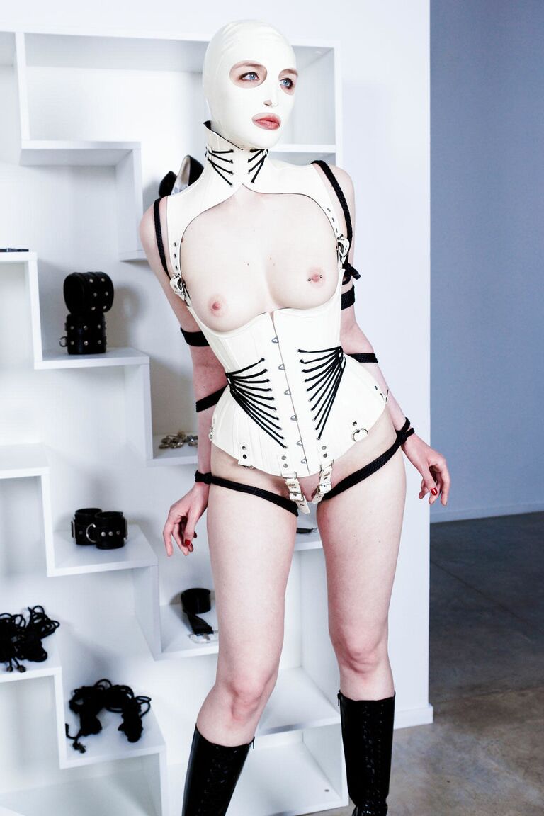 16P White corset, part 2 of 4Bondage,Fetish,Rubber
