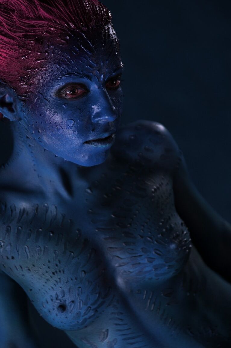 16P Redheaded babe in cosplay body paint Lisa Dove flaunts her small tits and ass