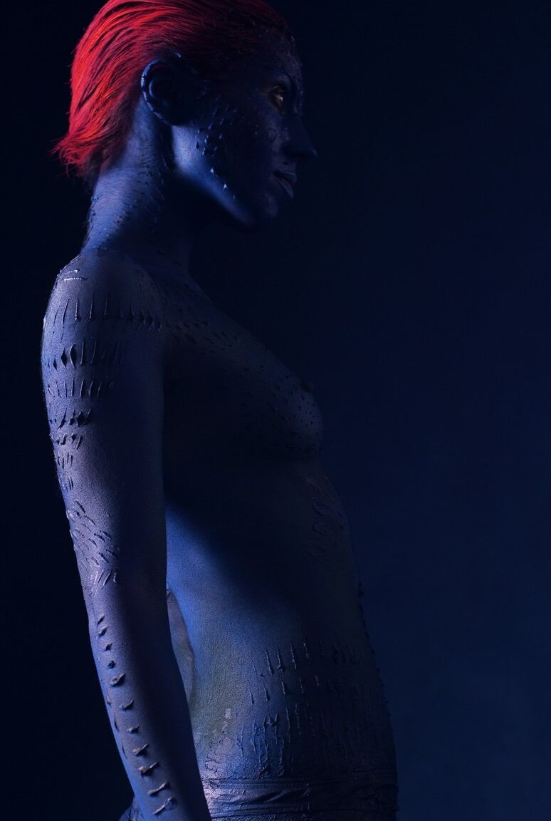 16P Redheaded babe in cosplay body paint Lisa Dove flaunts her small tits and ass