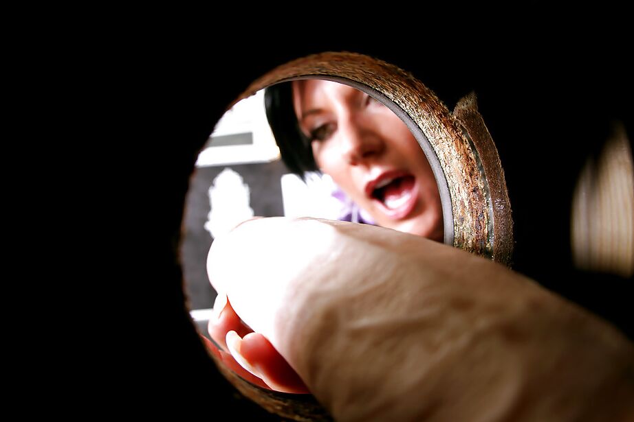 16P Glamorous MILF performs messy gloryhole scene with a fake cock and jizz