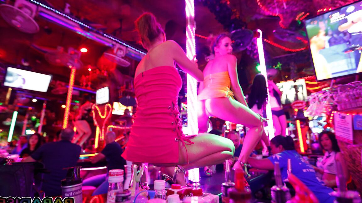 12P Twin smoke show girlfriends dance at club and share steamy 3 way facial with