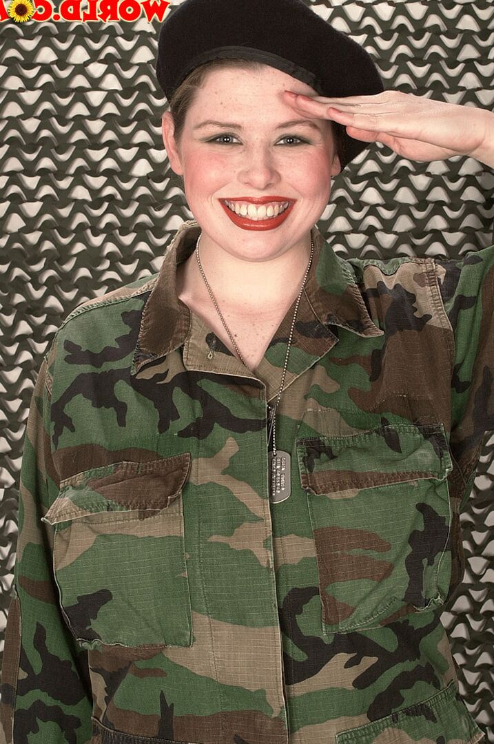 16P Chesty Desirae peels off her military uniform to fondle massive saggy juggs