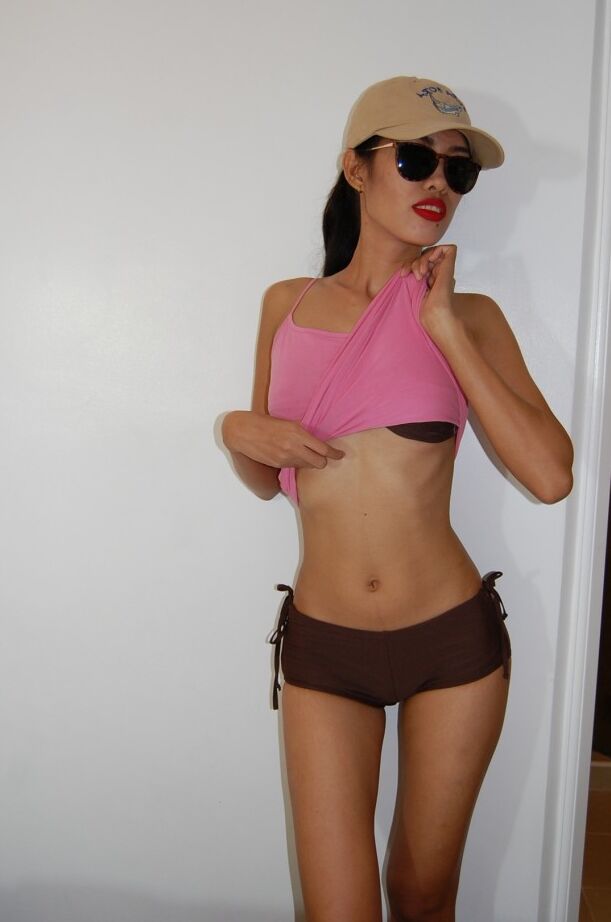 21P Skinny Filipina Cindy slowly exposing her tiny tits and adorable little ass