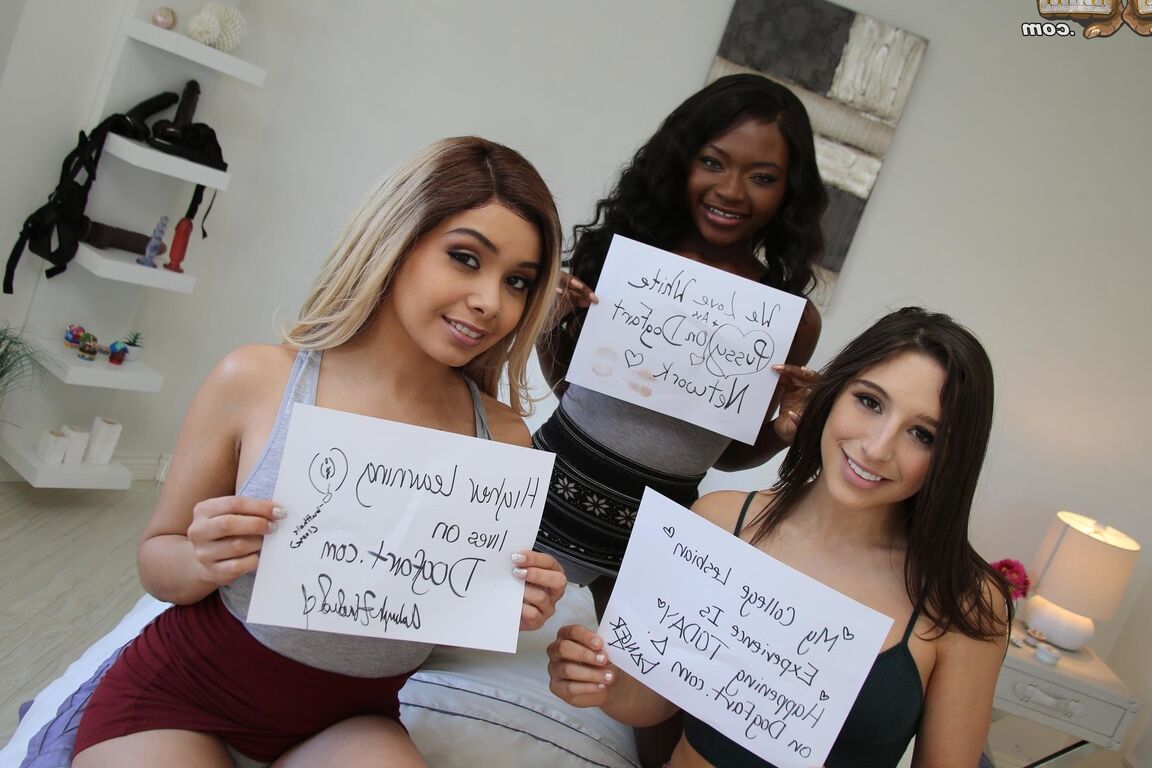 15P 2 black dykes and a white chick partake in anal and vaginal sex with a strapon