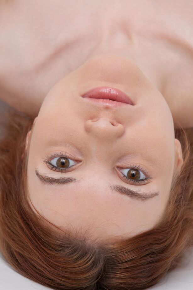 16P Cute redhead Orabelle Koivu shows her very hairy muff naked in the bathtub