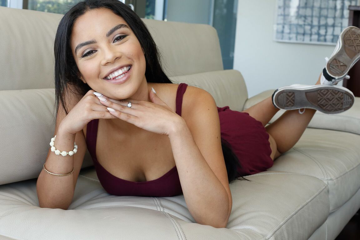 19P Wee small amateur Maya Bijou pinches her lovely tits as she rides in hot POV