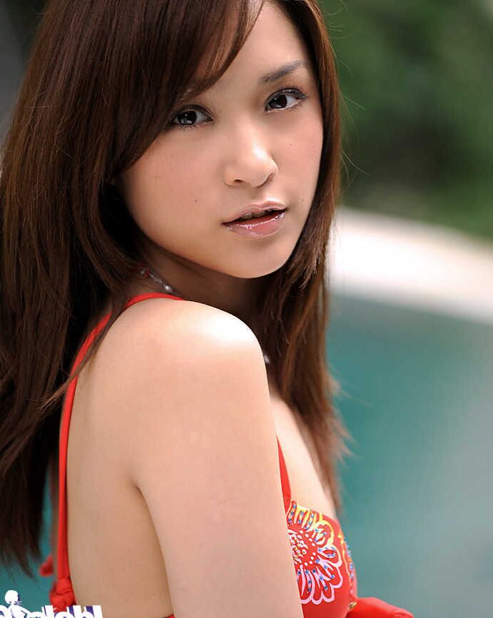 14P Adorable asian teen with neat fanny stripping by the pool