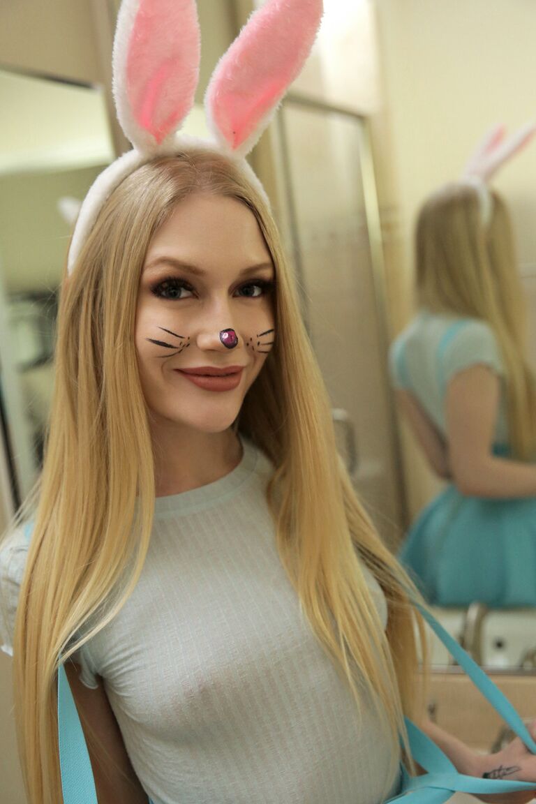 21P Naughty bunny teens get their pink pussies boned by their classmate